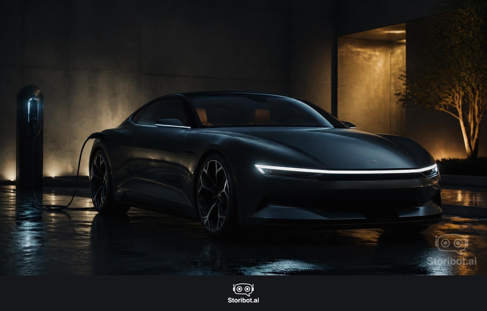 Veloria granvela charging at night in an architectural courtyard