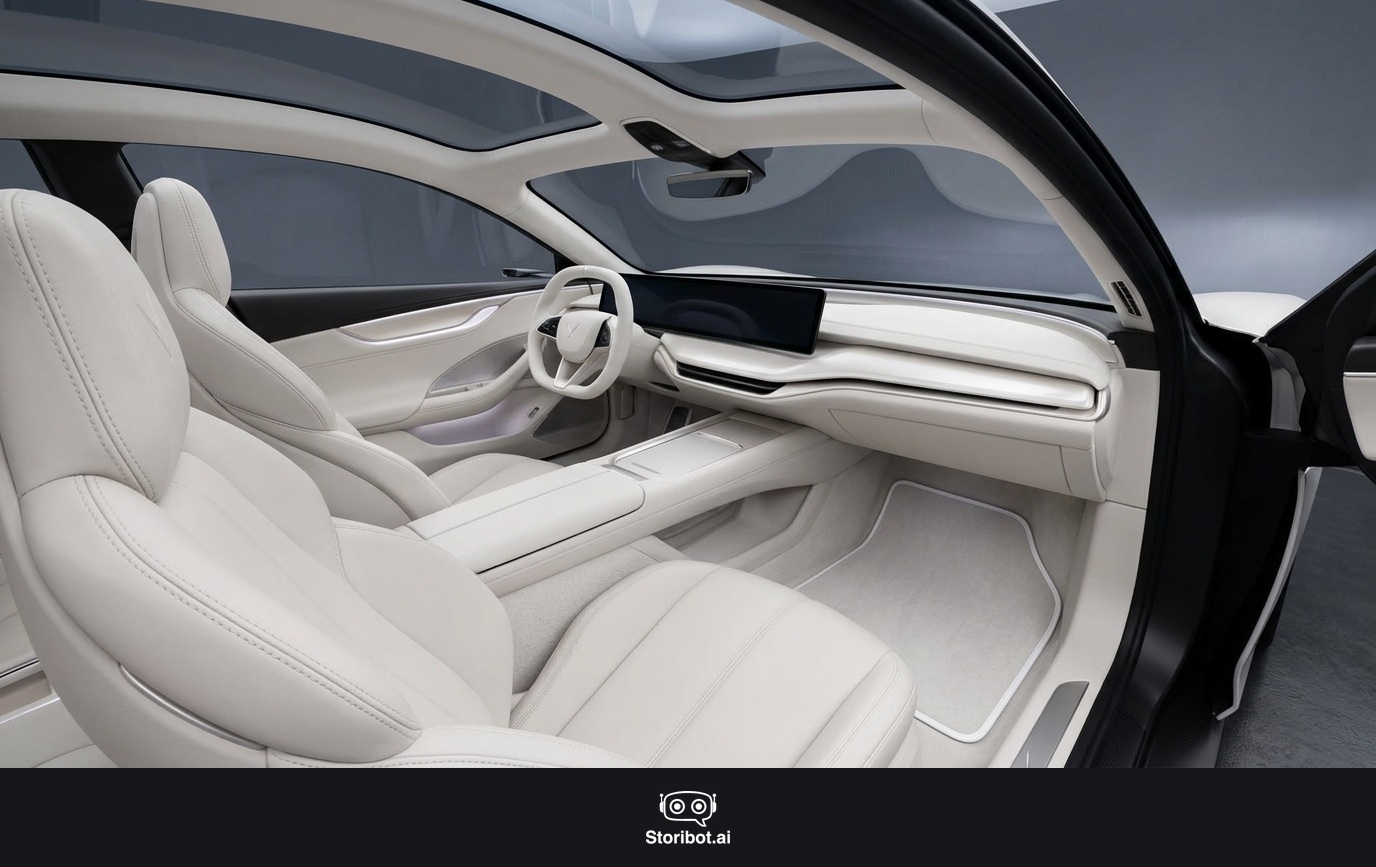 Veloria Stellare all-white leather cabin and white steering wheel